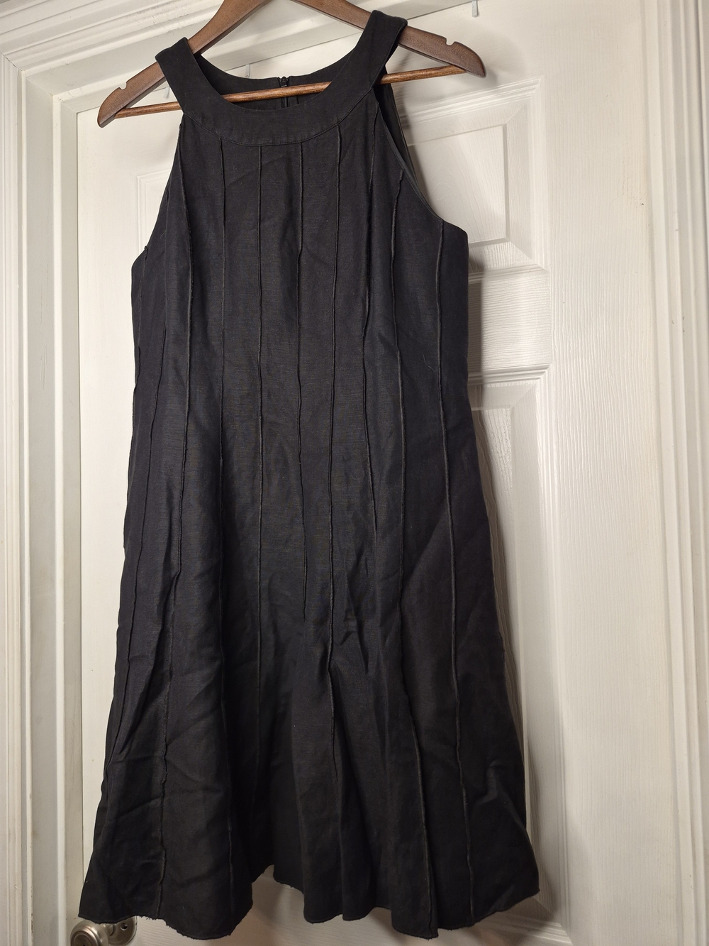 Willow Glenn Sleeveless Black A-Line Dress Linen Blend Size 8